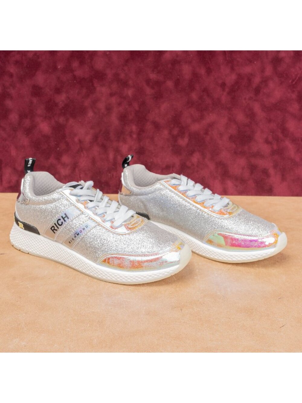 John Richmond Women Sport Fashion Hologram Glitter Metallic Sneakers 9US EUR40